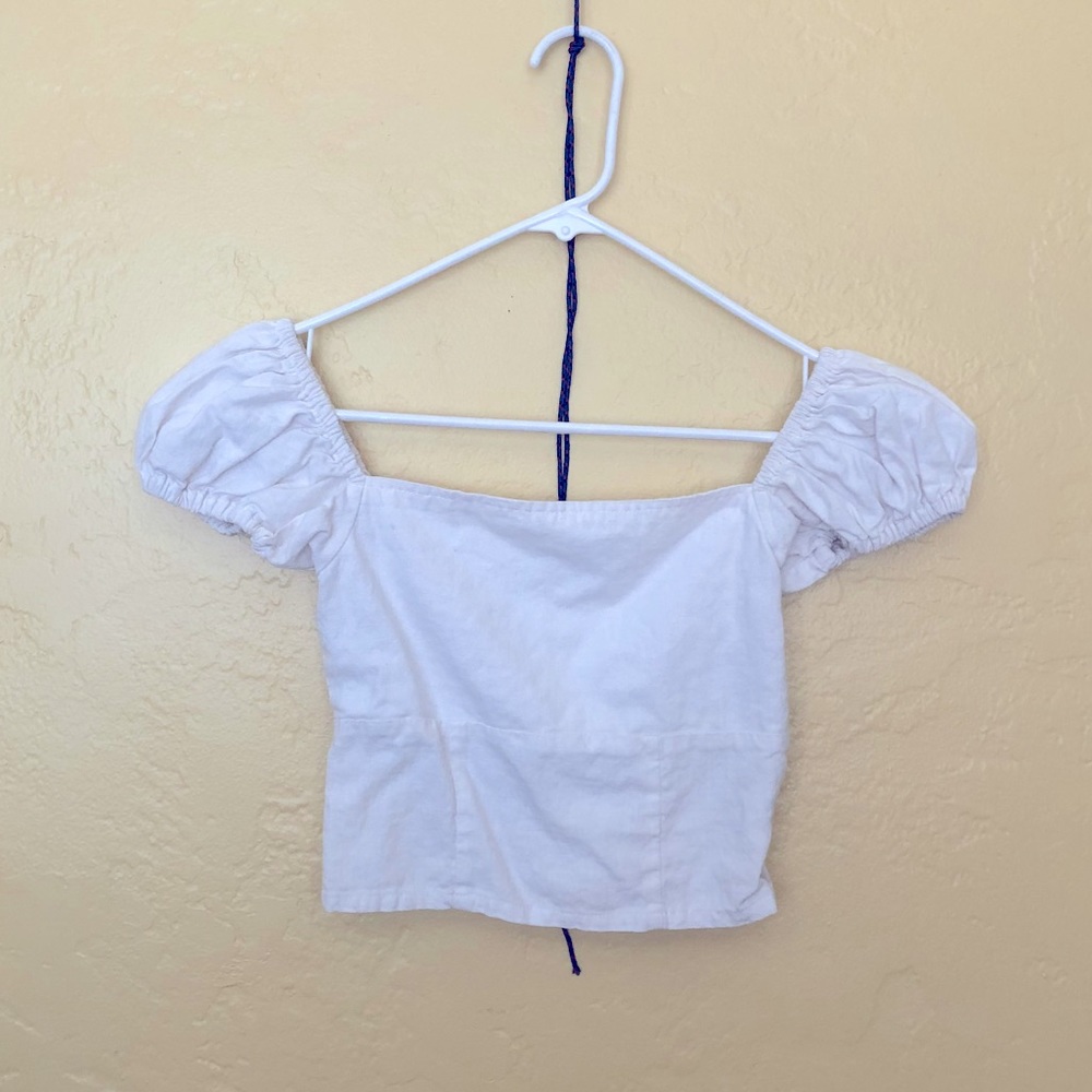 With Jean Puff Sleeve Crop Top